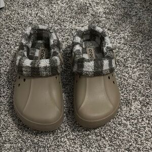 CROCS Tan and Black Cozy Slippers